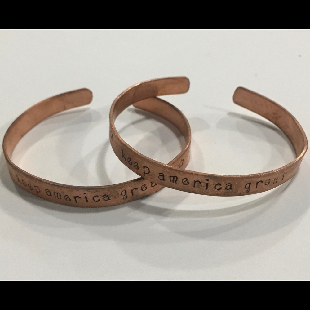 2 Keep America Great copper cuff bracelets